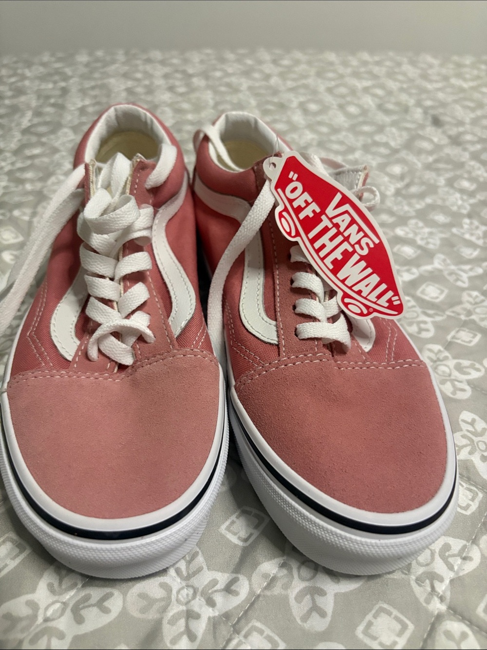 Vans Pink Suede Old Skool Sneakers with White Stripe